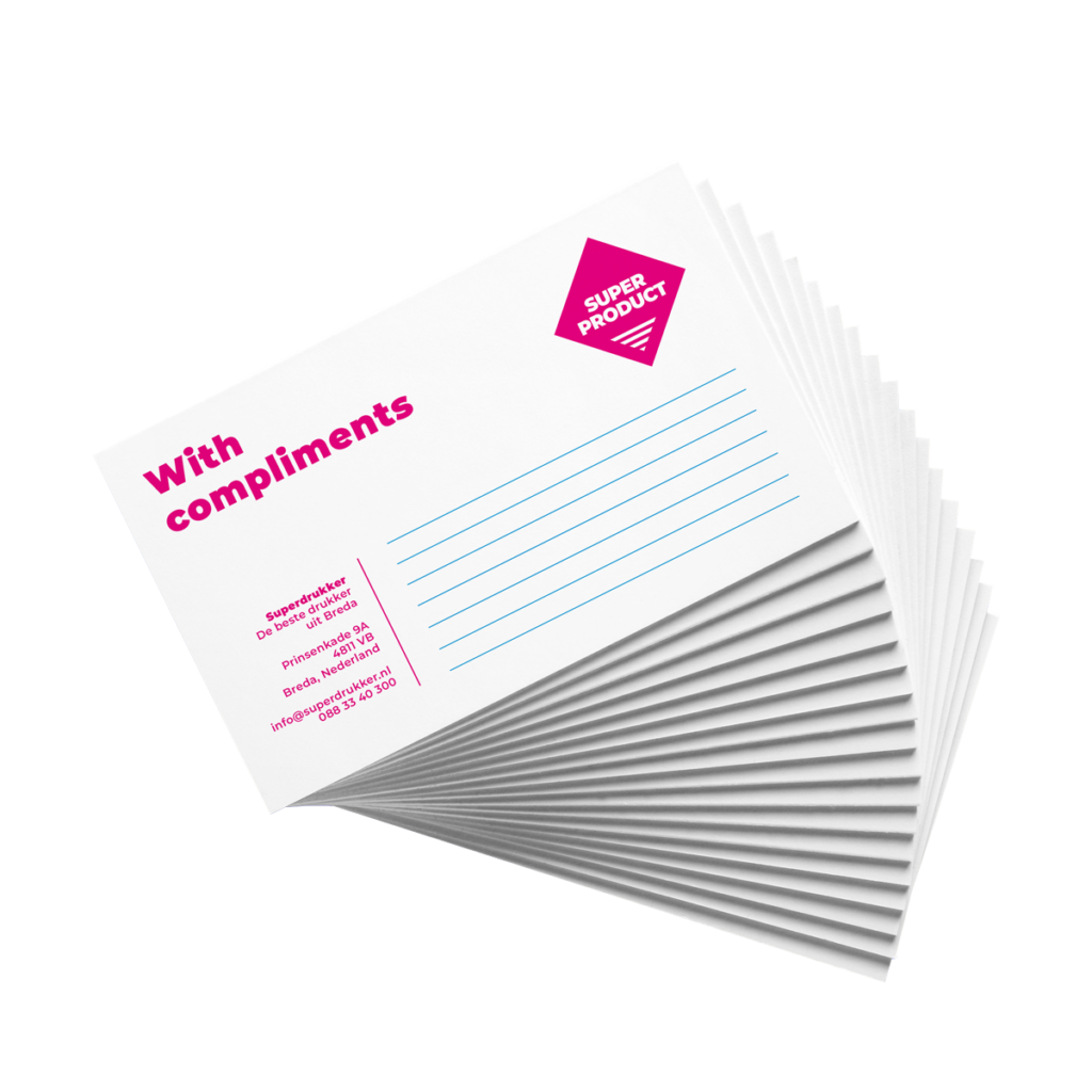 With compliment cards